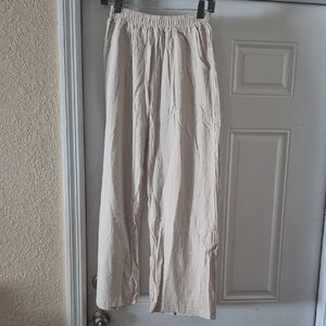 Women's Cream Wide-Leg Pants